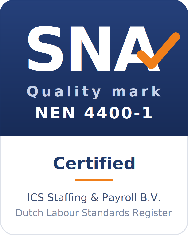 SNA quality mark NEN 4400-1 - ICS Staffing and Payroll B.V. certified